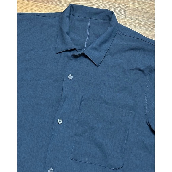 lululemon athletica Other - Lululemon Men's Airing Easy Camp Collar SS Button Up Shirt Navy Blue Sz L